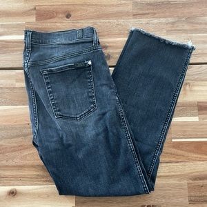 7 For All Mankind Edie cropped grey-wash distressed denim size 32